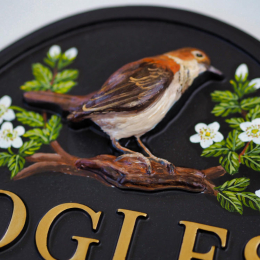 Nightingale close-up. house sign