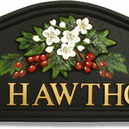 Hawthorns house sign